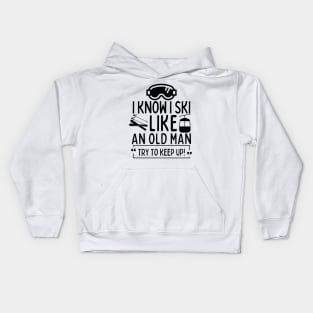 Never underestimate an old man who loves skiing Kids Hoodie